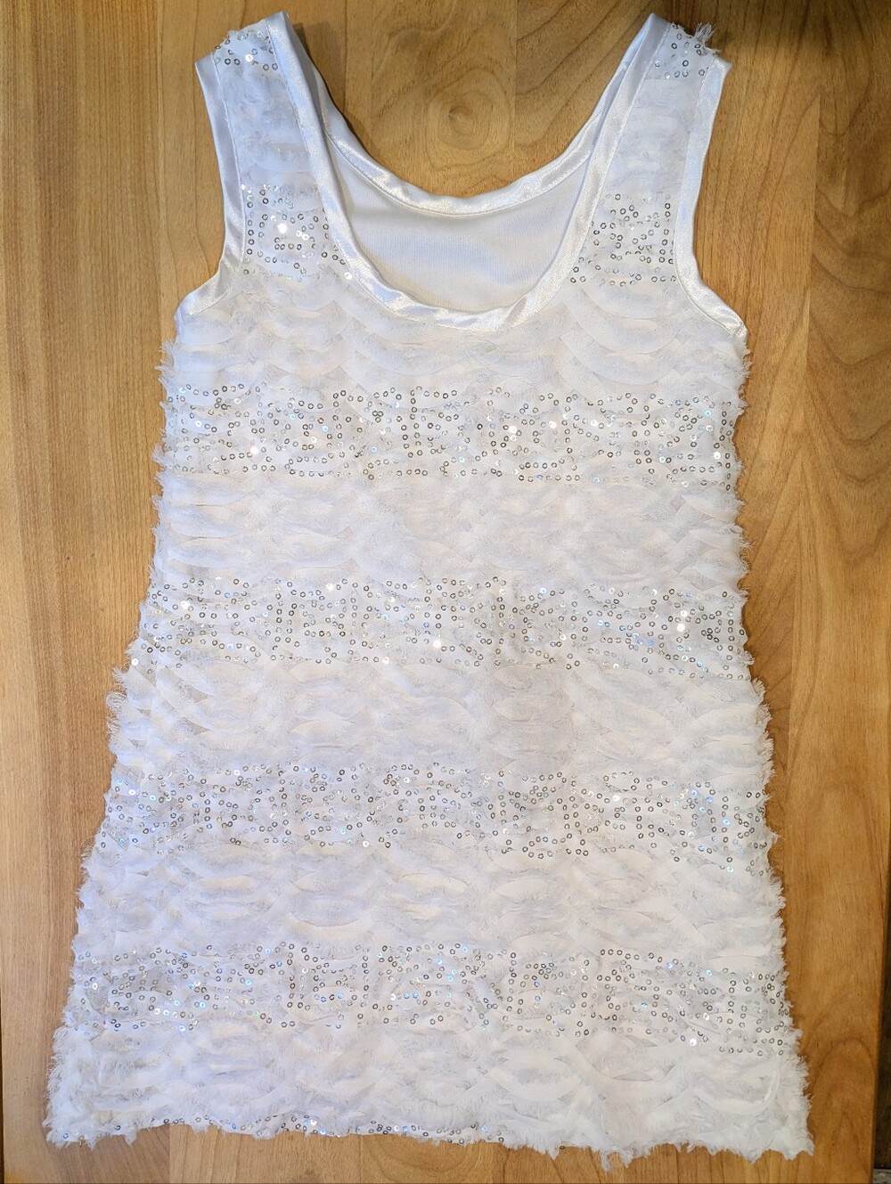 Girls Rare Editions White Sequin Sparkle Ruffle Dress Size 4